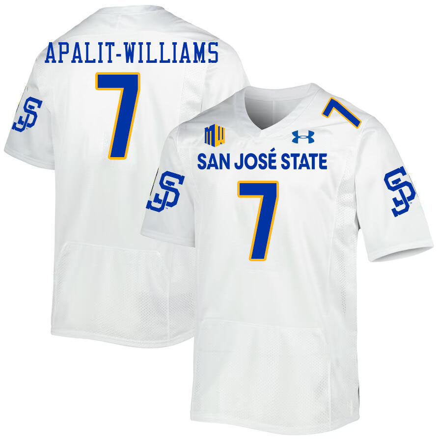 #7 Jalen Apalit-Williams SJSU Jersey,San Jose State Spartans Football Jersey College Uniforms-White #7 Jalen Apalit-Williams SJSU Jersey,San Jose State Spartans Football Jersey College Uniforms-White
